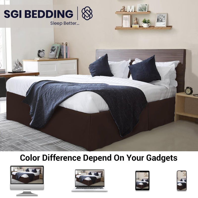 SGI Bedding 12 inch Drop Bed Skirt Queen Size - Platform Style with Secure Fit, Classic Tailored Look, Elegant Pleated Style Dust Ruffle, Split Corners, Wrinkle Resistant Microfiber - Chocolate - Image 2